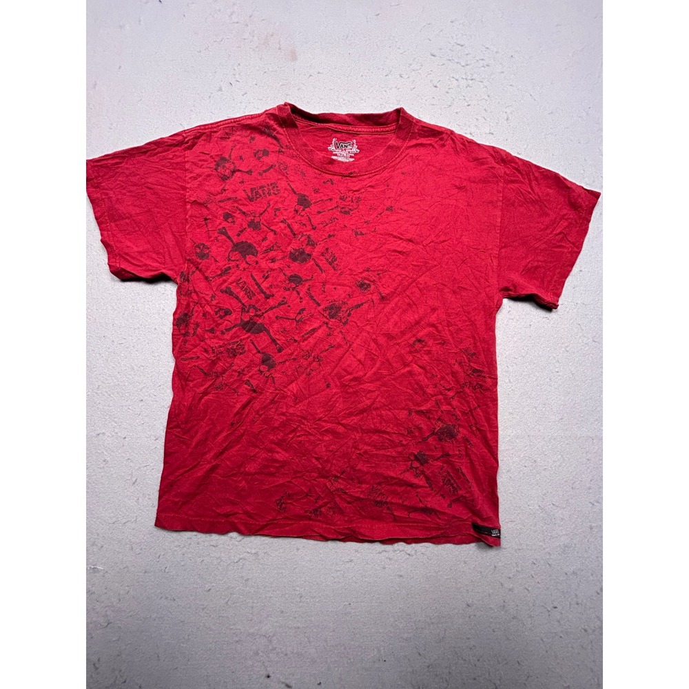 Vans T-Shirt 100% Cotton Red Graphic Print Large Mens